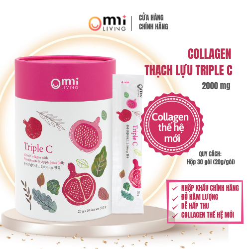 [Omni⁺ Living]Collagen thạch lựu Triple C chứa vitamin C 2000mg Hàn Quốc [Nhập chính hãng]quà tặng sắc đẹp cho người yêu