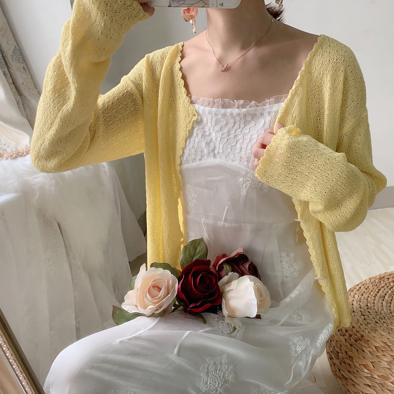 Áo khoác nhẹ len mỏng cardigan gài nút kl3mau