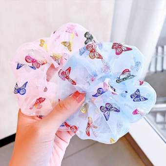 Dây Buộc Tóc Scrunchies Hình Bươm Bướm, Chất Vải Voan Siêu Mềm Mại, Thun Co Giãn Siêu Bền, Cột Thoải Mái, Trẻ Trung, Phụ Kiện Tóc Hàn Quốc Dễ Thương