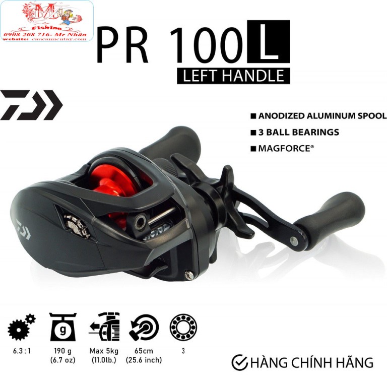 Máy câu ngang daiwa pr100 tay trái