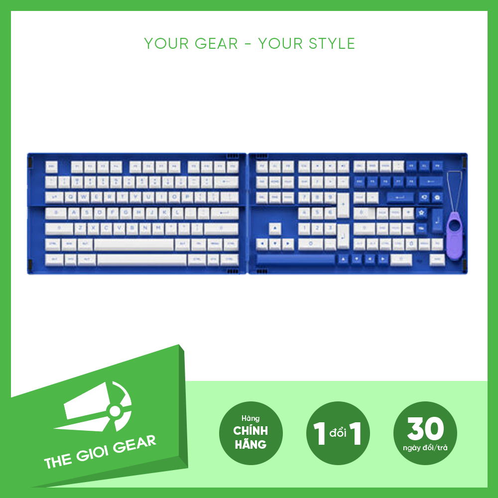 Nút bàn phím cơ - akko keycap set – blue on white