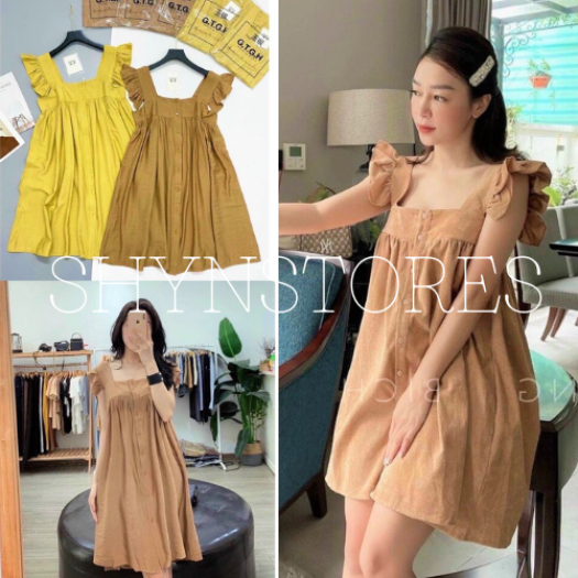 Đầm suông rộng đơn giản vải đũi linen- Váy suông nhún eo kèm túi hông Đũi  Việt - MixASale