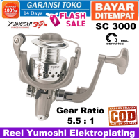 Bayar di Tempat Original Yumoshi SC 3000 Gulungan Pancing Memancing 8 Ball Bearing Series Plastic Electroplating Fishing Reel 8BB Spinning Reel Hand Reels For Sea Pod Rock Fishing Kerekan Ikan Laz COD Sasa Mall