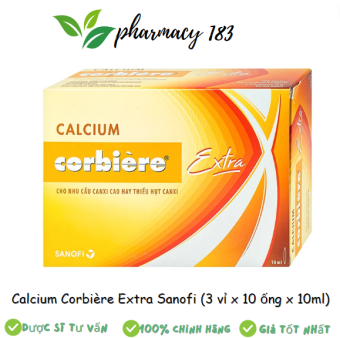 Calcium Corbiere Extra cho nhu cầu canxi hay thiếu hụt canxi (Hộp 30 ống)