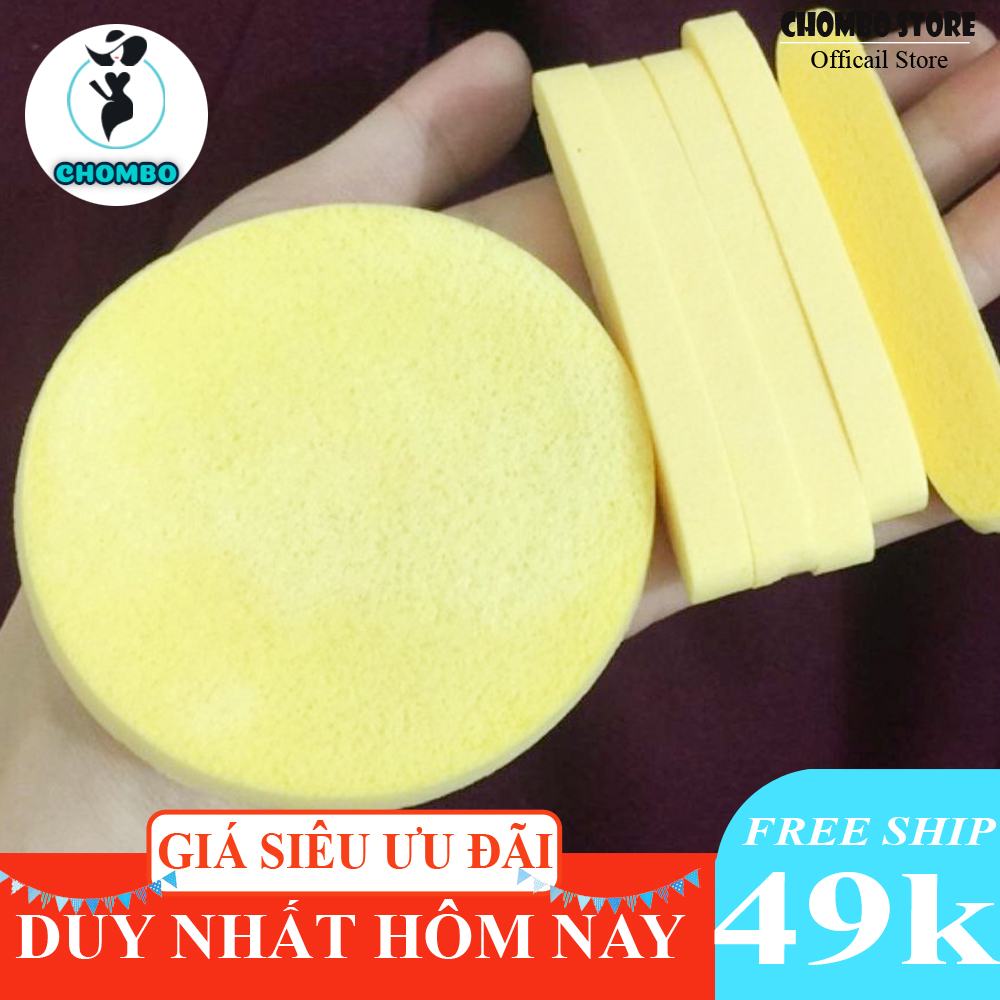 Gói 12 miếng bông nở rửa mặt, tẩy trang bọt biển dạng nén DSBR5 spa loại 1 - Miếng mút rửa mặt bọt biển dạng nén tẩy trang tại nhà