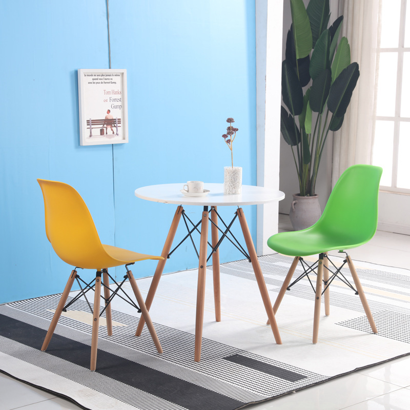 Ghế nhựa cafe chân gỗ Eames DPA09, ghế trà sữa, văn phòng, quán ăn