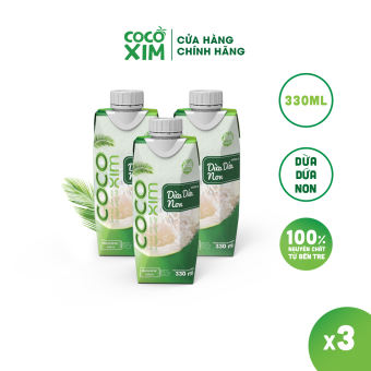 Combo 3  Hộp Nước dừa đóng hộp Cocoxim dừa dứa non 330ml