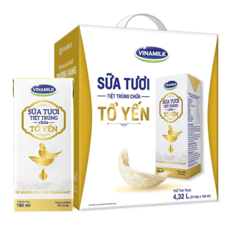 Sữa Tươi Tiệt Trùng Vinamilk Có Chứa Tổ Yến - Thùng 24 Hộp x 180ml