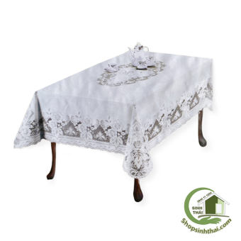 Khăn trải bàn màu trắng 75cm x 120cm - Khăn bằng nhựa không thấm nước