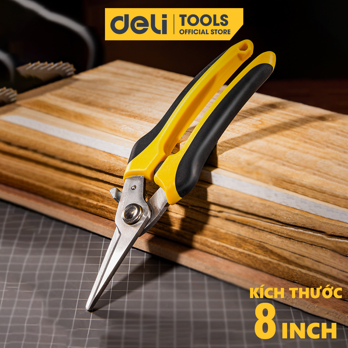 Kìm cắt đa năng deli cao cấp kích thước 8inch - chất liệu chống mòn, gỉ - sử dụng được trên nhiều vật liệu - dl2908