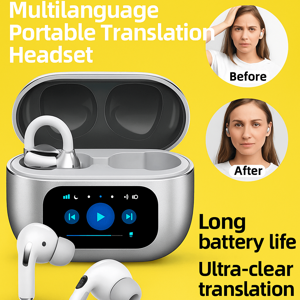 Ai Translator Bluetooth Earbuds Real-Time Translation Headsets Wireless Headphones Asmr Earphones Long Battery Life For Learning Travel
