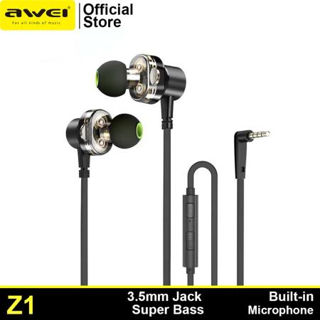 Awei Z1 Wired Earphone with Mic and Extra Bass