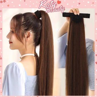 Tóc giả cột thanh quấn thẳng đuôi ngựa 65cm shop Koty, tóc giả buộc xoăn cho nữ phong cách Hàn Quốc