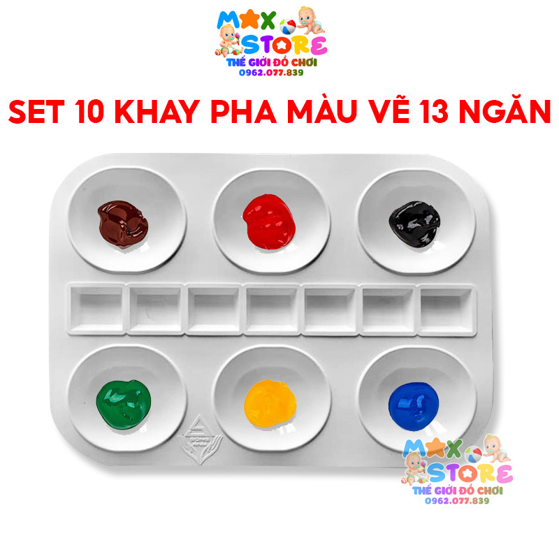 Khay pha màu khay vẽ 13 ô bằng nhựa