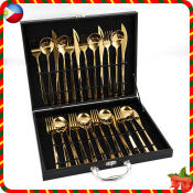 24 Piece Stainless Steel Cutlery Set in Black Gift Box