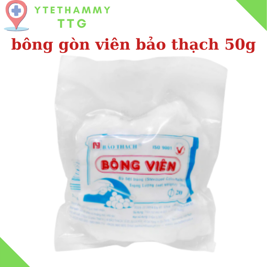 Bông Gòn Viên Bảo Thạch 50G , YtethammyTTG, BV50, Làm Sạch Vết Thương