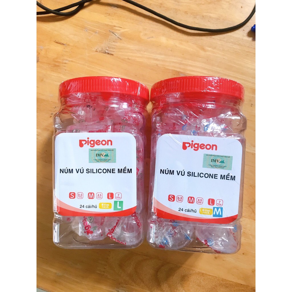 [CHÍNH HÃNG]Núm trắng Siliicon Pigeon siêu mềm đủ size S/M/L