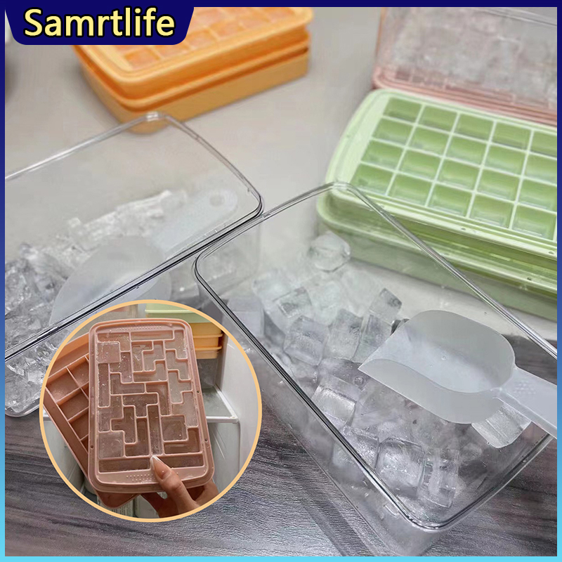 Gambar Tetris Press Ice Tray Mold Household Ice Box Large Press Food grade Silicone Ice Storage Commercial Ice Artifact