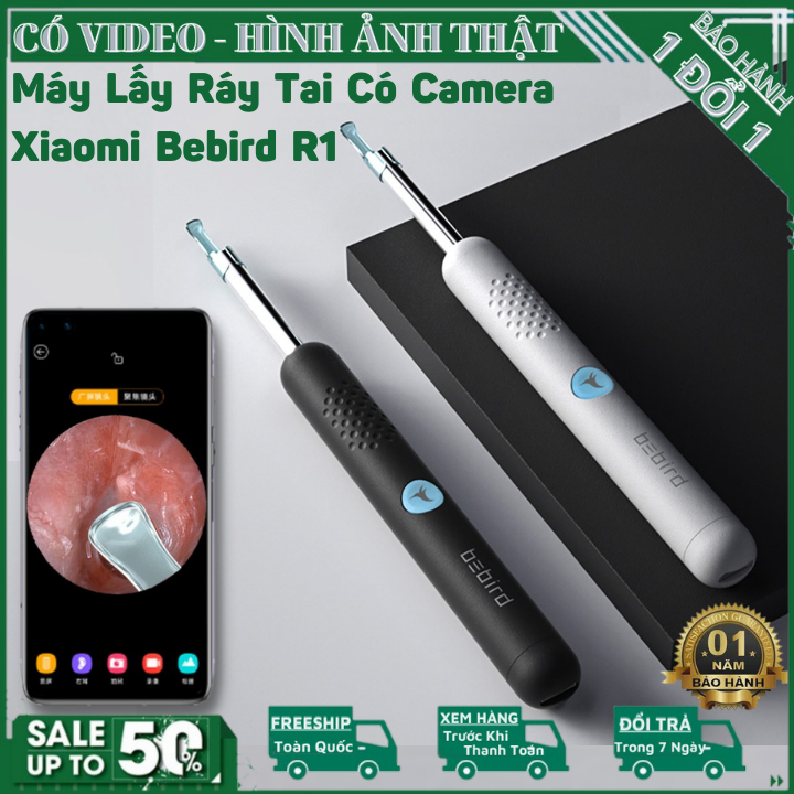  Lấy ráy tai - Bộ lấy ráy tai Xiaomi Bebird R1 có camera 3.0mpx tránh nguy cơ thủng màng nhĩ vệ sinh sạch sẽ Kết nối wifi 2.4Ghz cho tốc độ truyền hình ảnh 30fps Dung lượng pin: 120mAh dùng khoảng 30 phút Tiêu cự chuẩn 1.5 - 2cm 