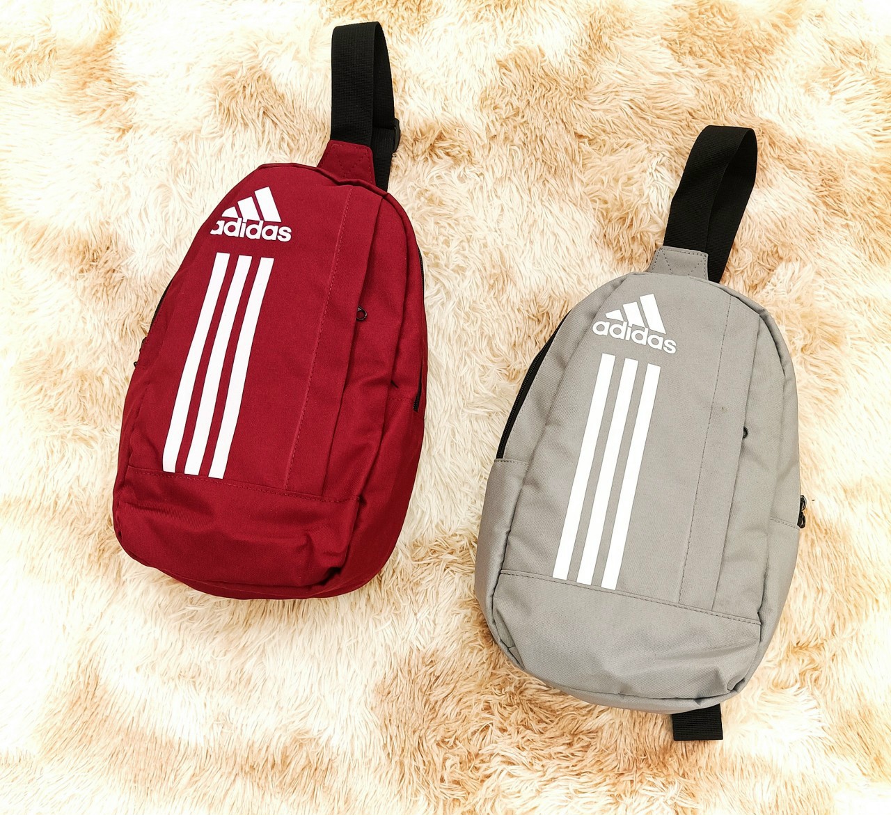 Ảnh Thật Túi đeo chéo thể thao bóng đá 3 sọc Adidas nam nữ 2 ngăn dây điều chỉnh kháng nước đi mua nhẹ 2 màu xám đỏ