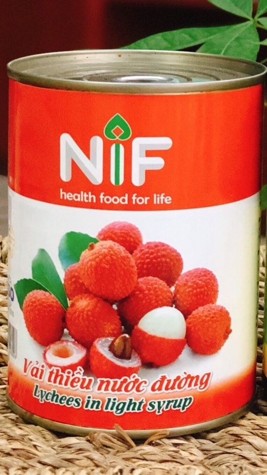 Vải thiều đóng lon nif 560 gram