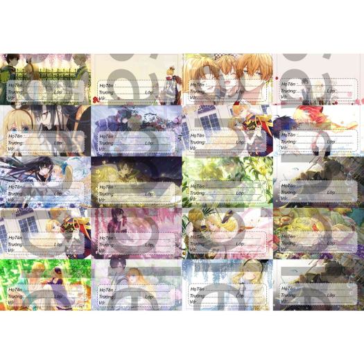 Set 20 nhãn vở IN HÌNH Hello Jadoo anime chibi đồ dùng học tập