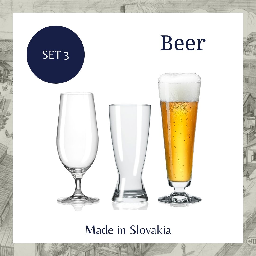 Set 3 ly uống bia cao cấp bia craft pilsner weizen