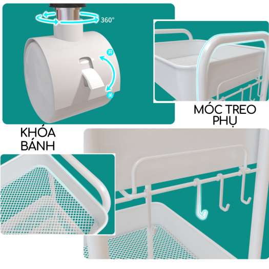 Kệ sắt 3 tầng IKEA đa năng đựng đồ mỹ phẩm tiệm Spa Nail tóc makeup đựng gia vị kệ nhà bếp kệ sách kệ phòng khách kệ phòng ngủ có tay cầm bánh xe Zozon