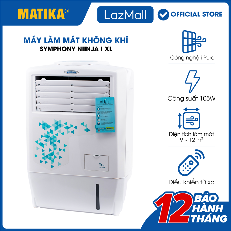 Máy làm mát không khí symphony ninja i xl 105w - công nghệ ipure tân tiến - dung tích bể chứa 17l - diện tích làm mát 9-12 m2 - bảo hành 12 tháng - hàng chính hãng