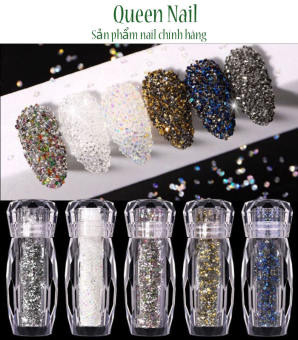 Đá rắc nail siêu sáng - Đá rắc lọ nail trắng trang trí móng