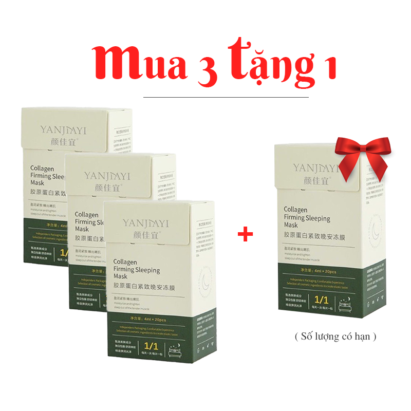 [MUA 3 TẶNG 1] Combo 3 Hộp mặt nạ ngủ thạch Collagen YANJIAYI giúp da sáng hơn,mịn màng,dưỡng ẩm sâu,lỗ chân lông se khít hơn,tái tạo colagen giúp da căng mọng cải thiện là da khô và sỉn màu