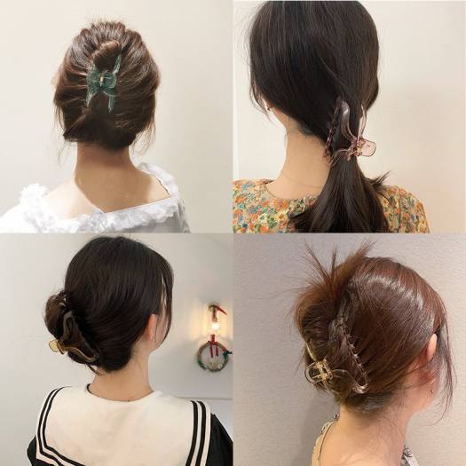 Kẹp tóc càng cua trong suốt nhiều màu dáng dài phong cách Hàn Quốc