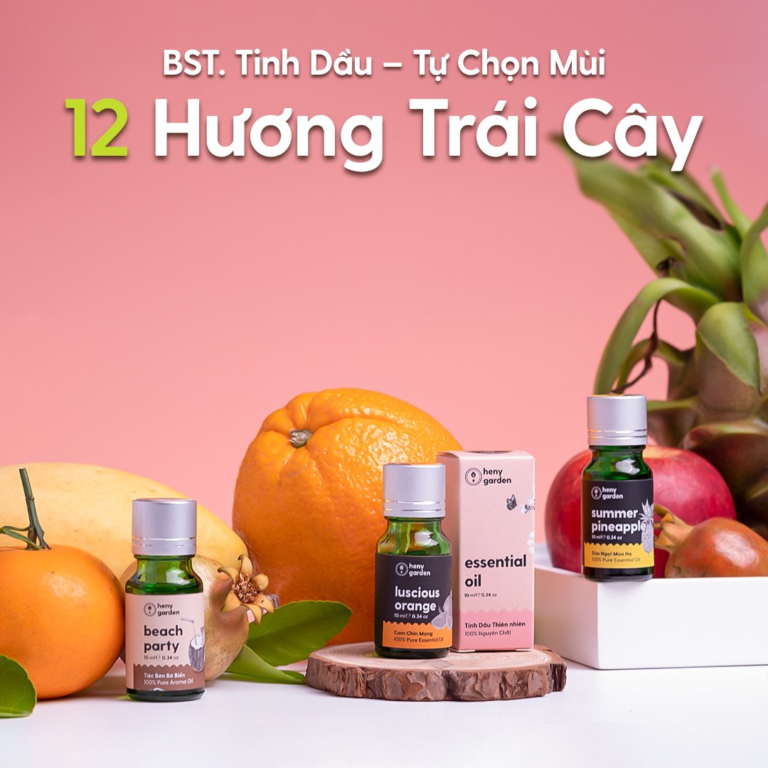 Tinh Dầu Thơm Phòng Khuếch Tán 12 MÙI Nhóm TRÁI CÂY Thiên Nhiên HENY GARDEN Làm Nến Thơm