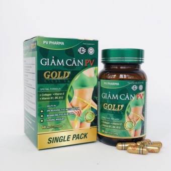 Viên Uống Giảm Cân Pv Gold hỗ trợ giảm cân hiệu quả Dược Phúc Vinh 60 Viên
