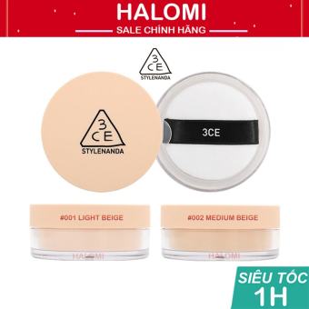 Phấn phủ bột 3ce Natural Finish Loose Powder 20g kiềm dầu giúp da mịn lì tự nhiên Halomi