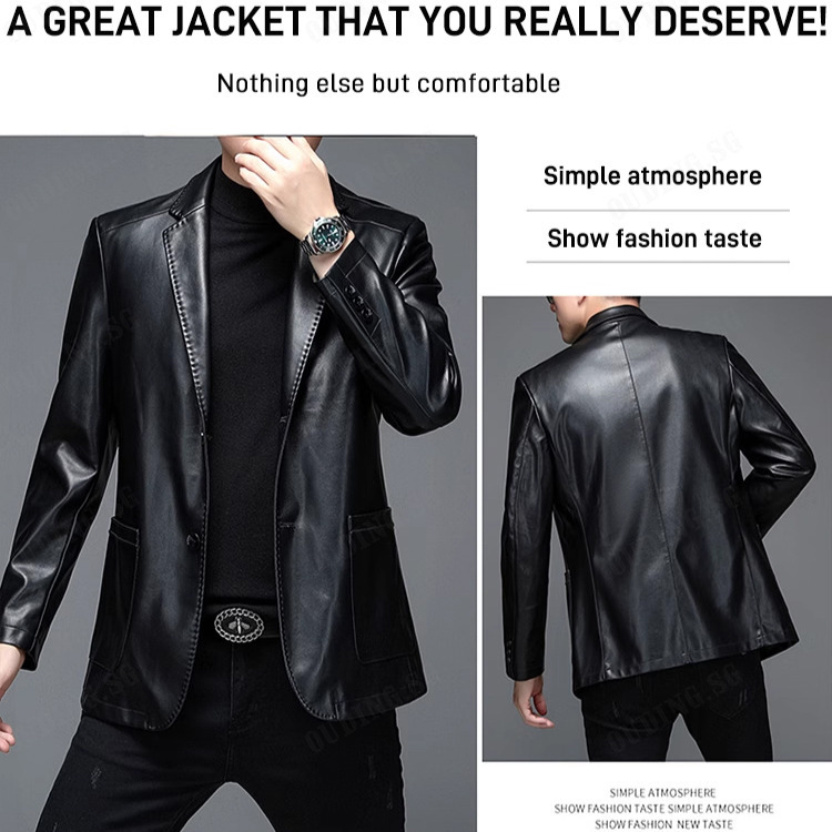 Men's hot sale leather blazer