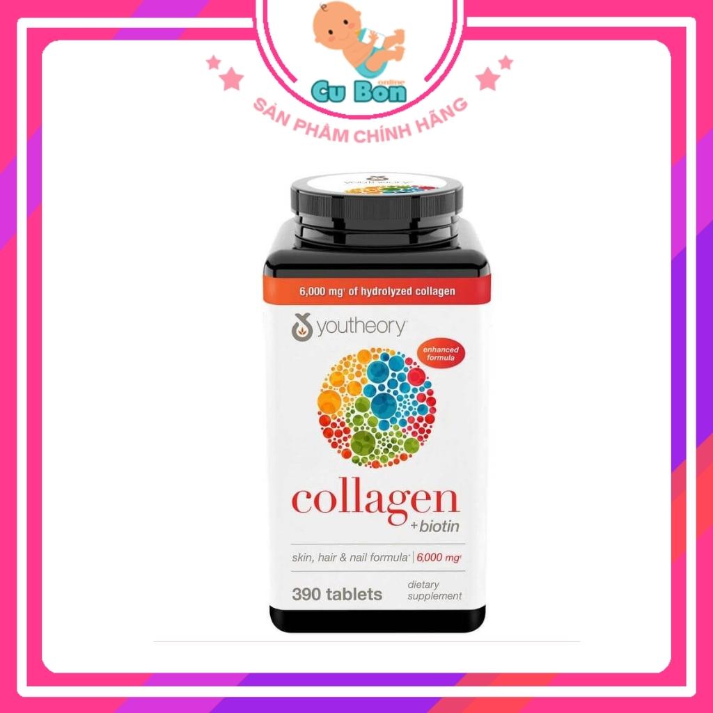 Viên uống Collagen và Biotin Youtheory cho nữ của Mỹ 390 viên giúp làm đẹp da, móng chắc khỏe, tóc óng mượt