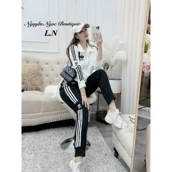 BỘ THỂ THAO ADIDAS NỮ CỔ CAO KÉO KHÓA THU ĐÔNG