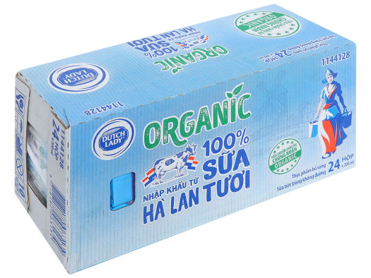 24 Hộp Sữa Tươi Tiệt Trùng Dutch Lady Cô Gái Hà Lan Organic ko đường (24X200ml)