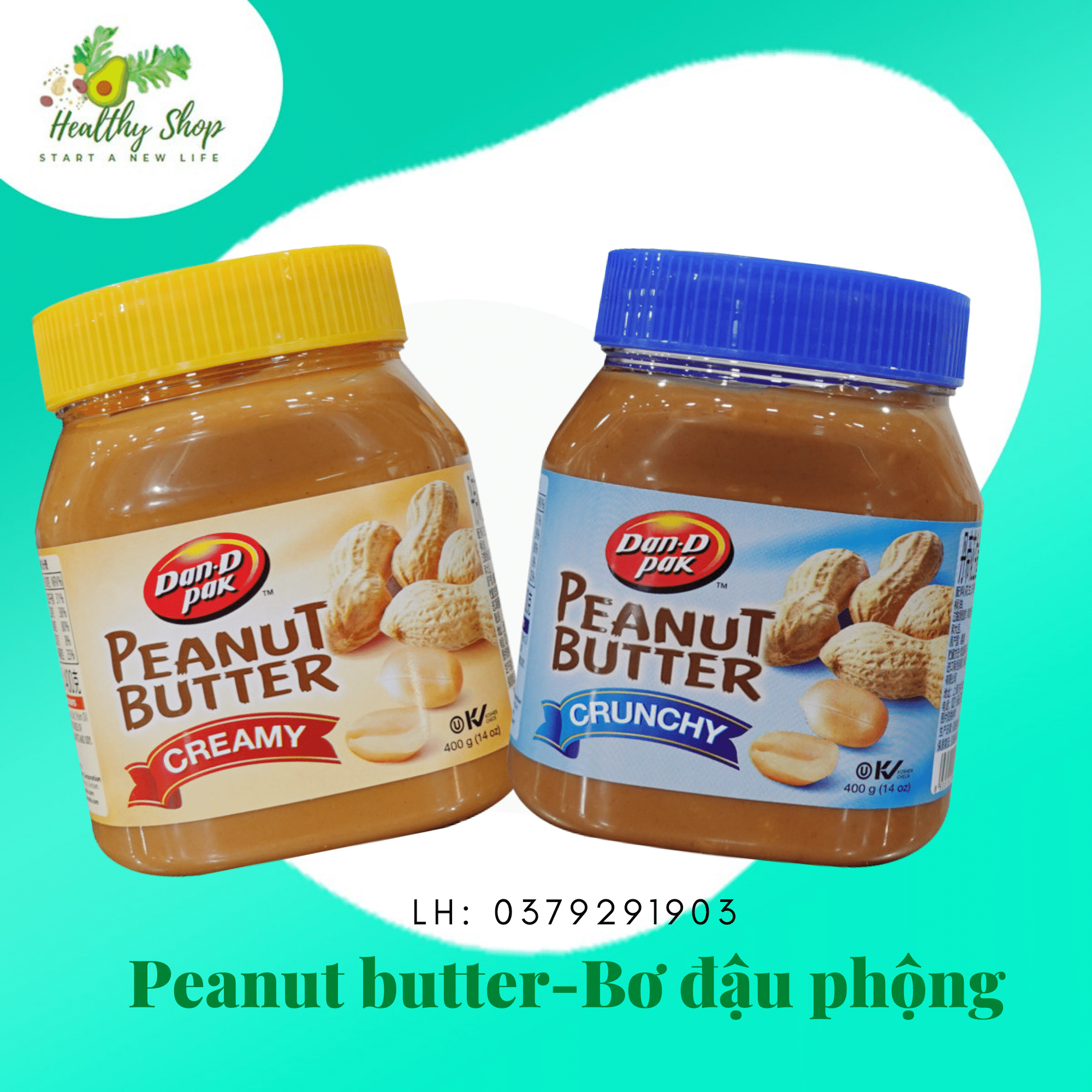 Bơ đậu phộng nguyên liệu Mỹ - Peanut butter Dan D Pak 400G