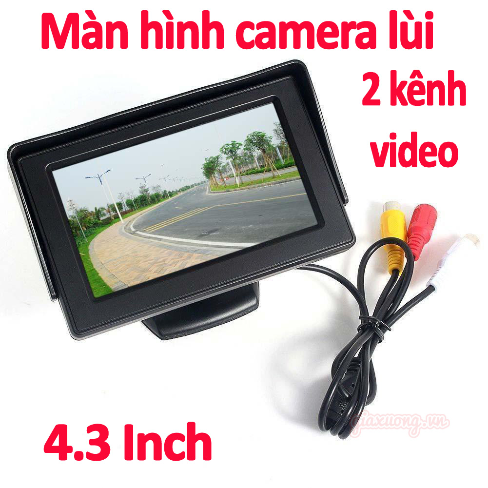 Màn hình camera lùi, 2 video độc lập, LCD 4.3inch, có màu, màn camera lùi ô tô, màn đặt taplo