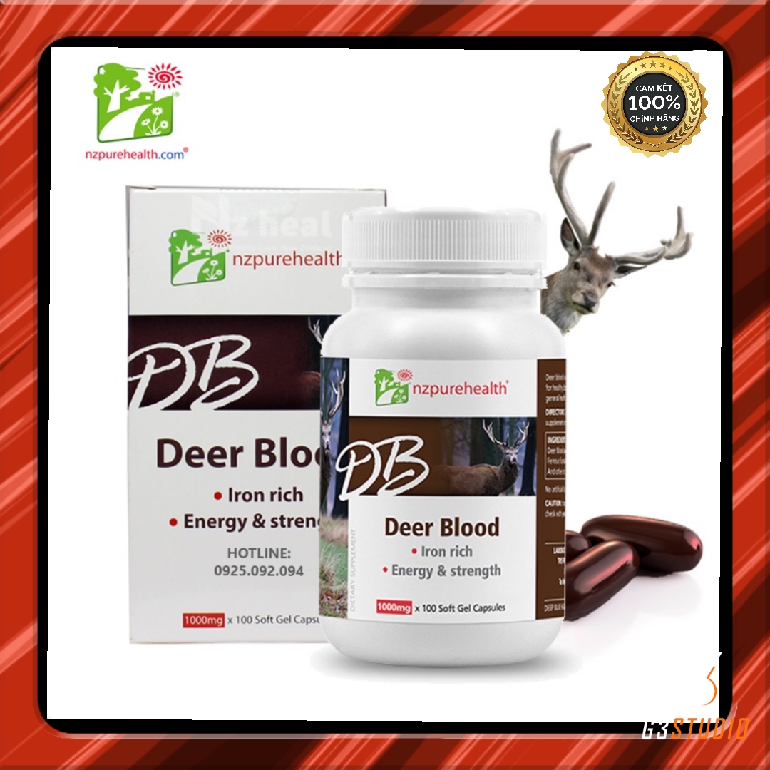 - Nzpurehealth Deer Blood Viên bổ máu, bổ sắt từ máu hươu