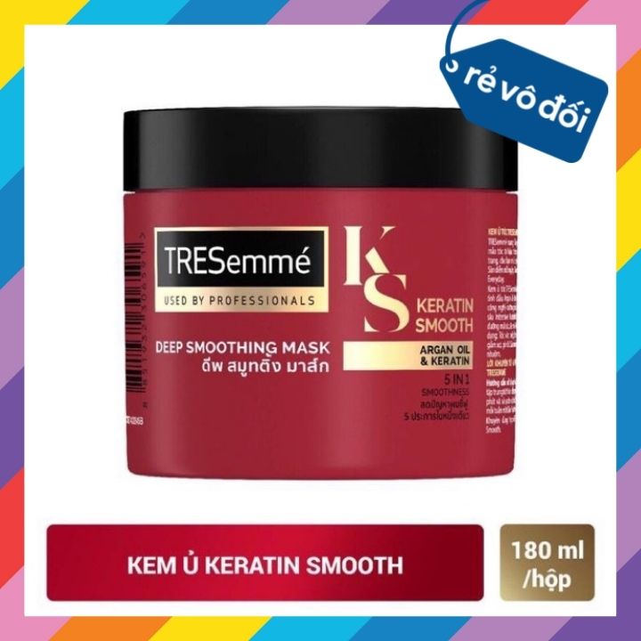 Kem ủ tóc tresemme keratin smooth tinh dầu argan vào nếp suôn mượt