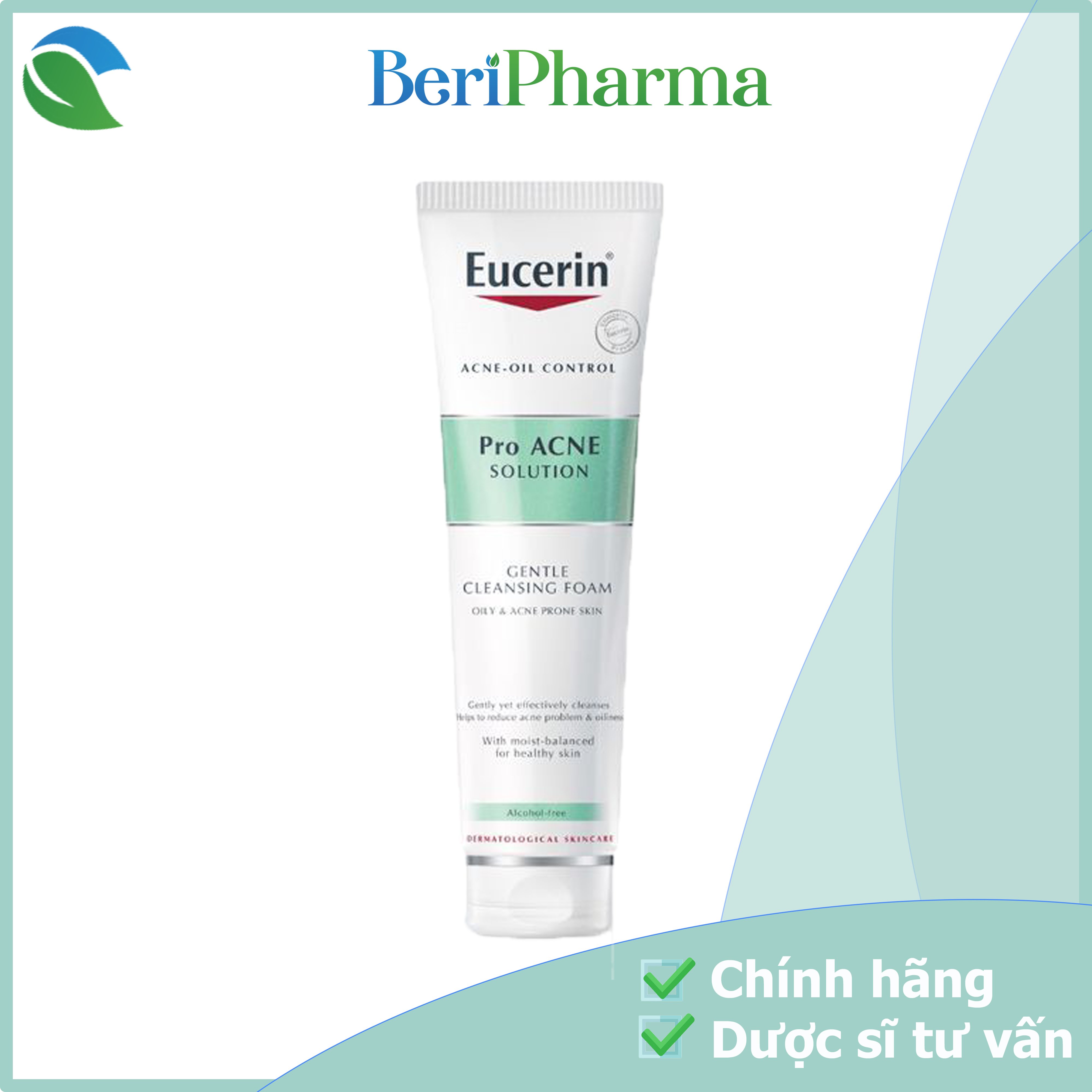 Eucerin sữa rửa mặt tạo bọt cho da nhờn mụn proacne cleansing foam 150g