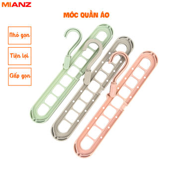 Móc treo quần áo đa năng, móc treo đồ 9 lỗ, móc quần áo tiện dụng - 2 chiều, xoay 360 - Kaizo Mart
