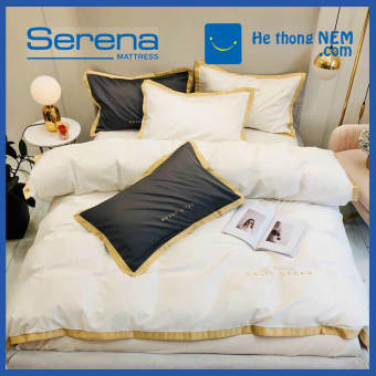Bộ Ga Giường 5 Món Sang Trọng Lụa Pháp SERENA Cao Cấp Chuẩn Khách Sạn 5 Sao Bộ Chăn Drap Ga Gối Đệm Ra Nệm Trải Giường 5 Món Lụa Pháp
