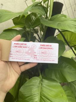 Phiếu giữ xe in sẵn, phiếu giữ xe có sẵn, phiếu gắn máy, phiếu oto, phiếu hoa văn, SIZE: 15X5CM