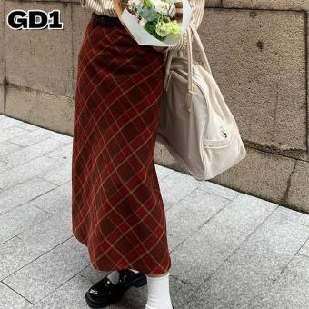 Chân váy caro dáng dài chân váy vintage - 247StoreFashion