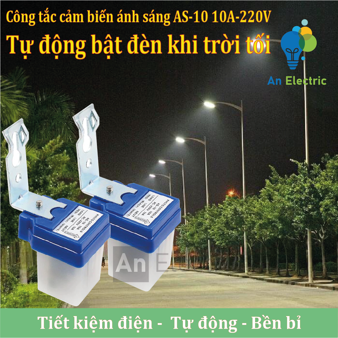 Bộ 2 công tắc cảm biến ánh sáng 220V 10A tự động bật đèn khi trời tối, tắt đèn khi trời sáng