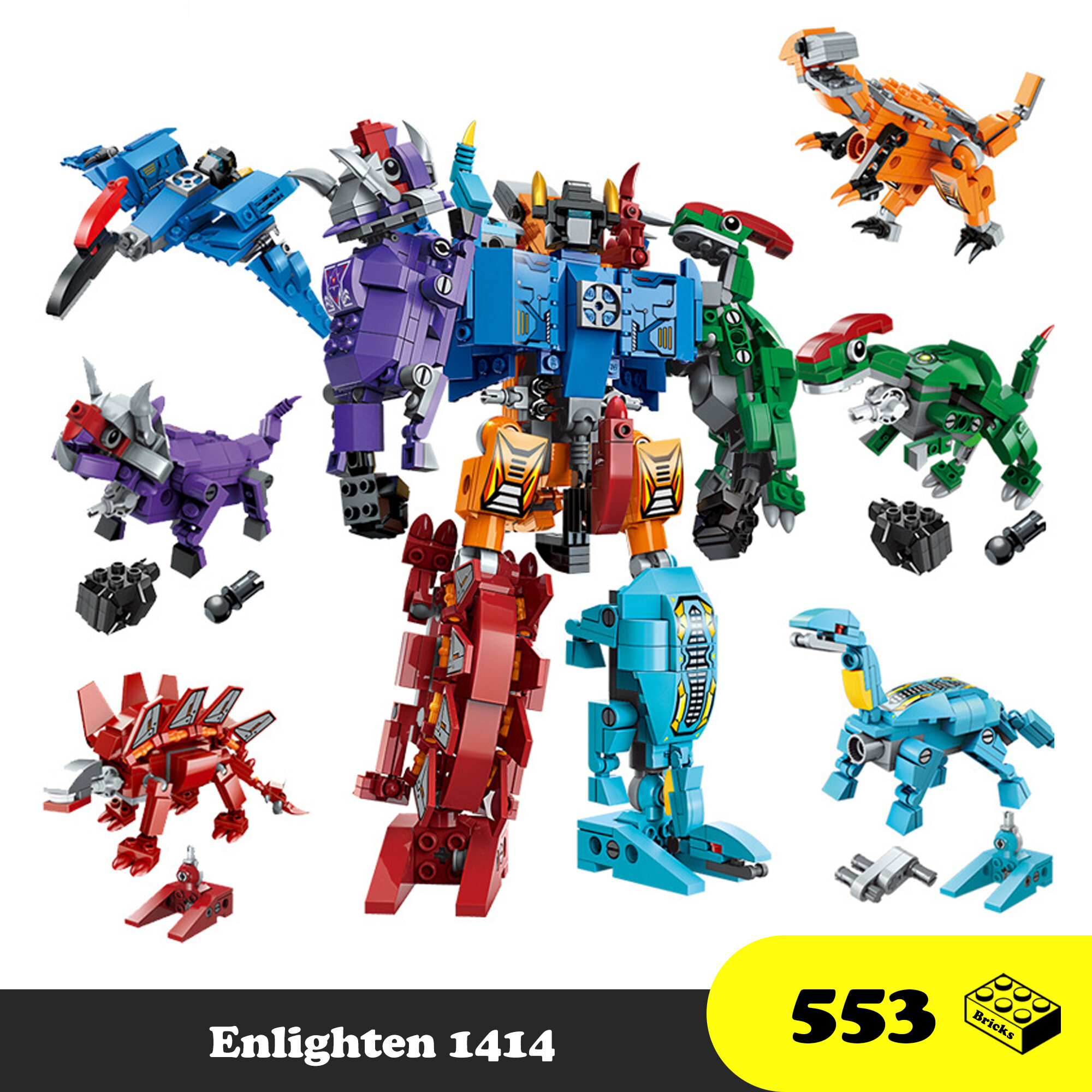 Đồ chơi lắp ráp Robot Khủng Long bộ 6 hộp, Robot Dinosaurus Enlighten 1414
